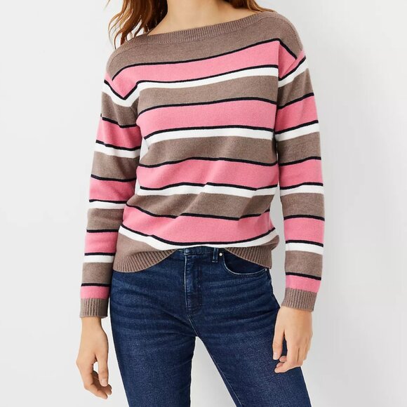 [RESERVED] NWT Ann Taylor Petite Striped Boatneck Sweater - XS Petite - Picture 1 of 2